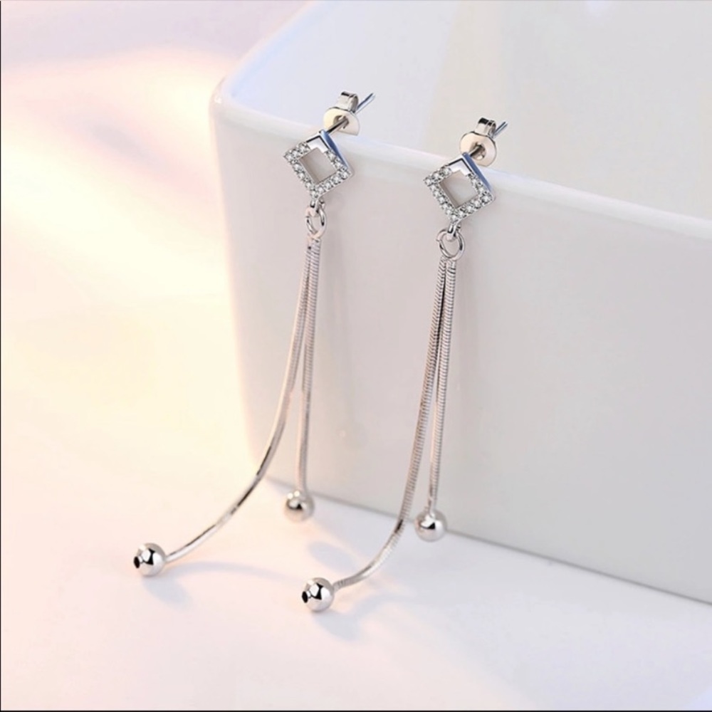 925 sterling silver drop earrings with CZ